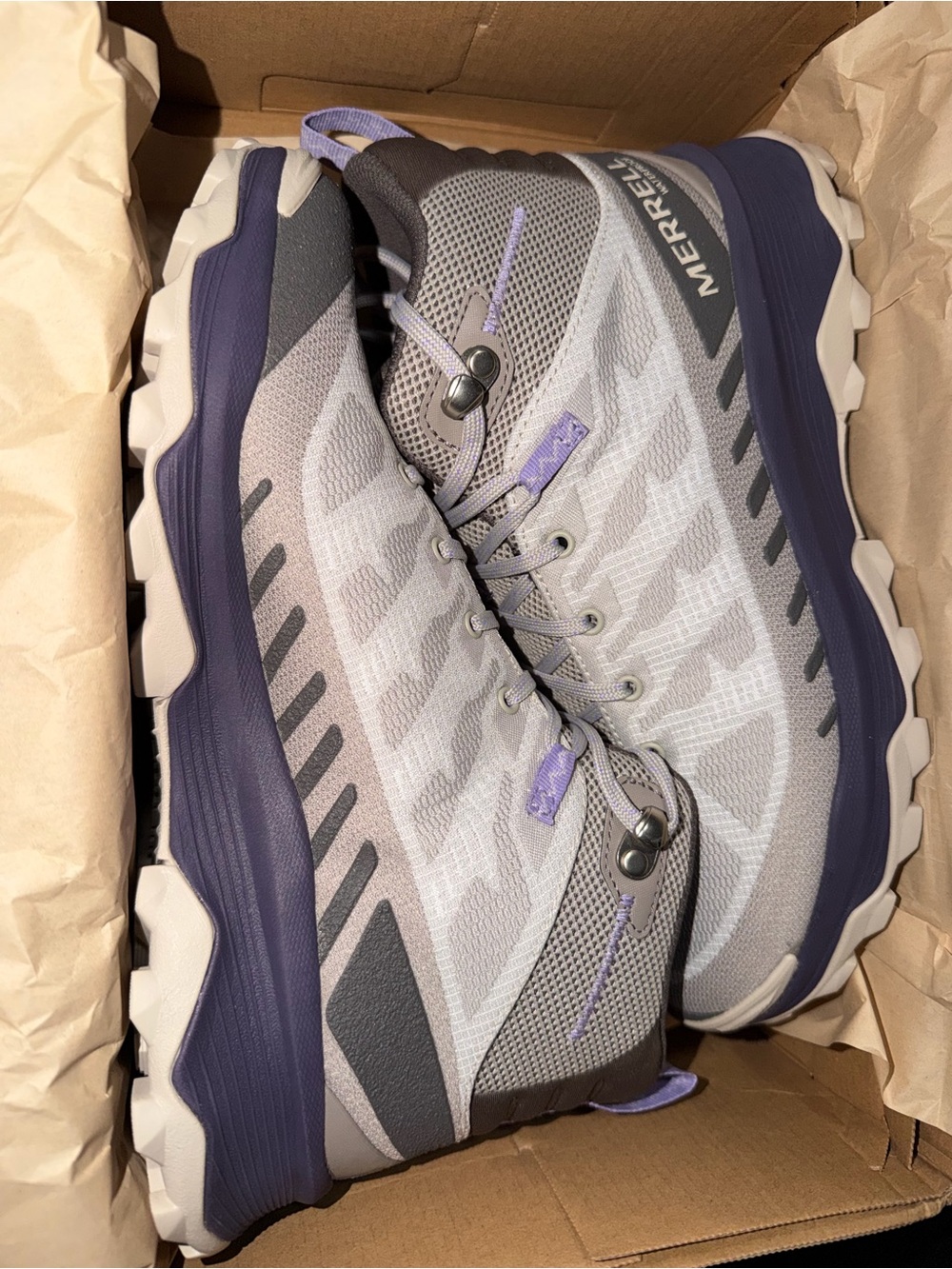 Merrell Speed Eco Mid Waterproof Women's Hiking Boots Gray/Purple US 9.5